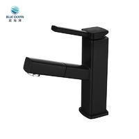 Modern Style Multi-Function Black Plated Pull Down Out Spray Basin Faucet Tap